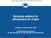 Science Advice in Situations of Crisis
